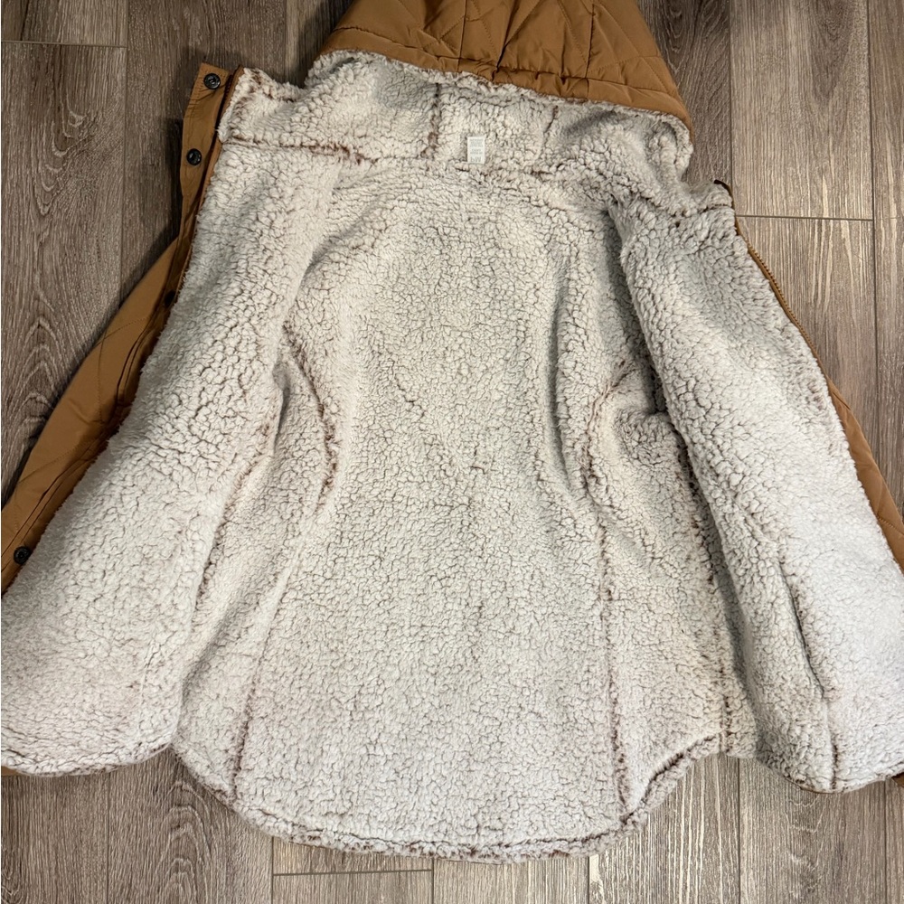 Brown Quilted Hooded Jacket with Sherpa Lining - Picture 4 of 8